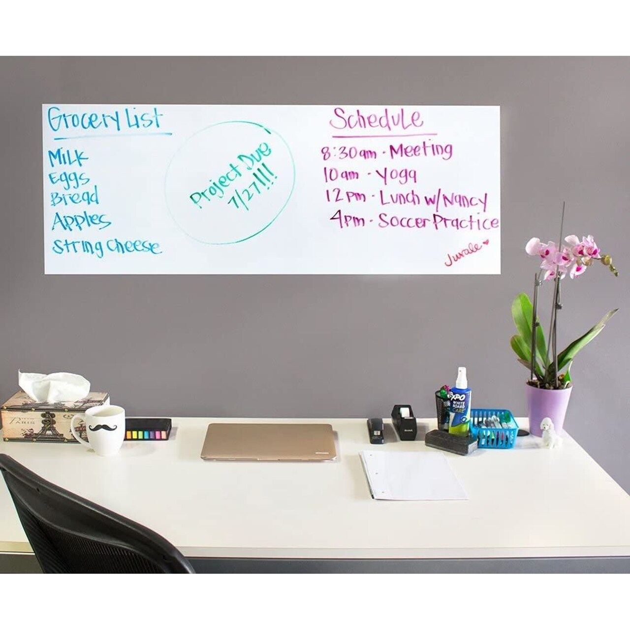2 Rolls Dry Erase White Board Paper, 78" x 17.5" Wall Sticker Decal, Self-Adhesive Whiteboard Peel & Stick Wallpaper Sheet